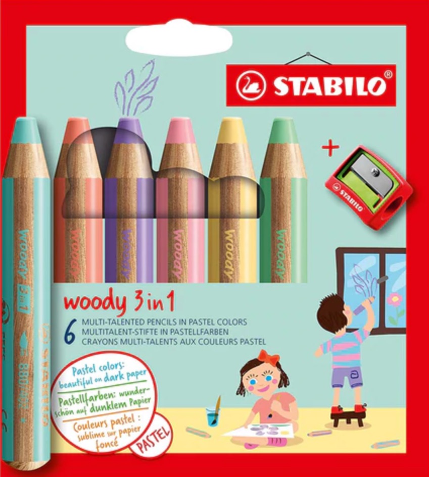 Stabilo Woody - Crayons 3 en 1 aquarelle, pour verre et pour bois