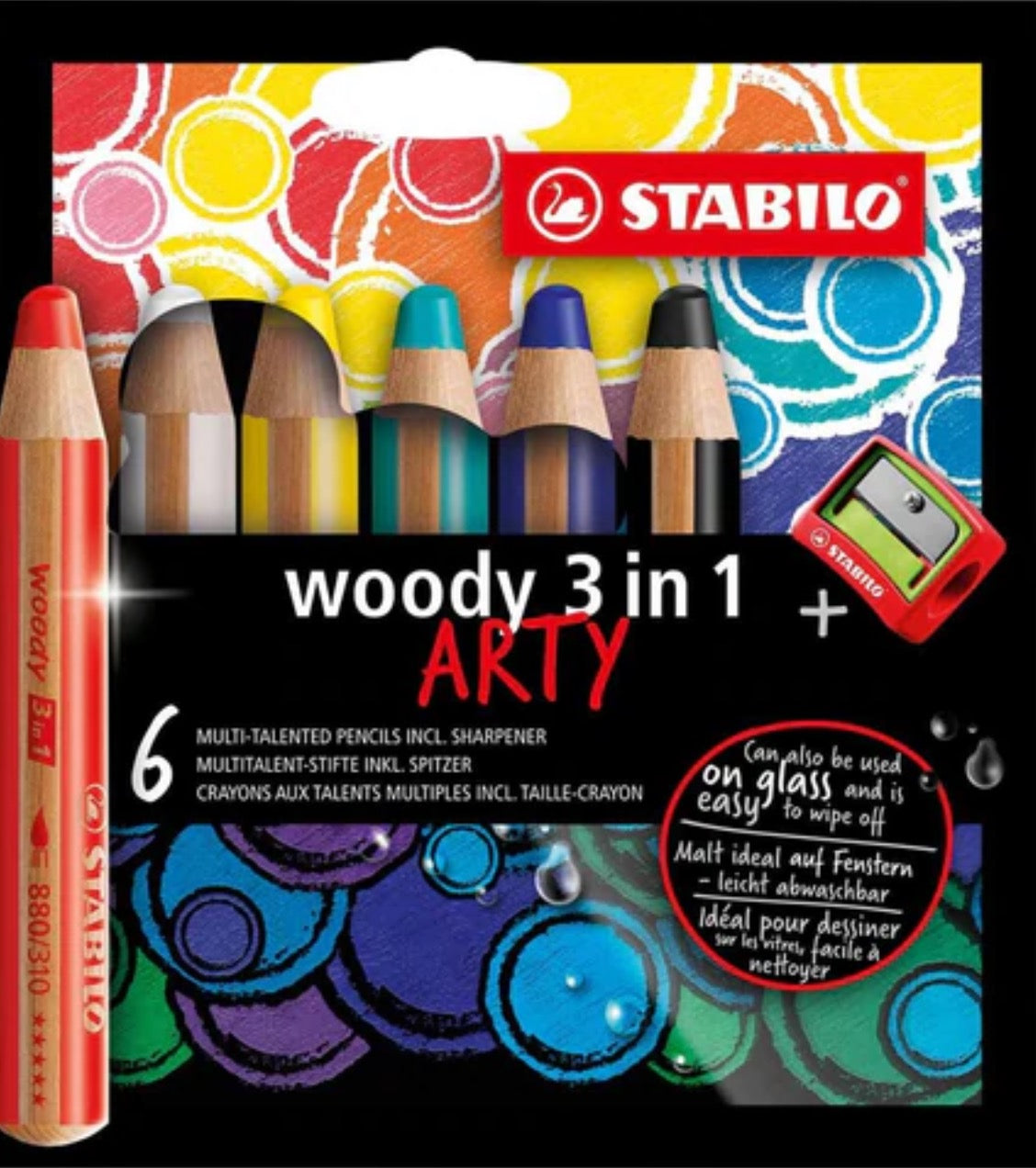 Stabilo Woody - Crayons 3 en 1 aquarelle, pour verre et pour bois